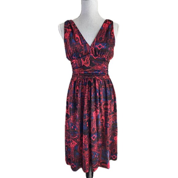 Nieves Lavi 100% silk Printed Dress size 6 (runs small) - Picture 1 of 5